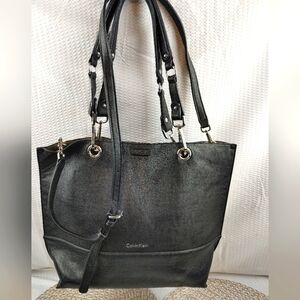 Calvin Klein Black Crossbody Bag with Silver Details,reversible